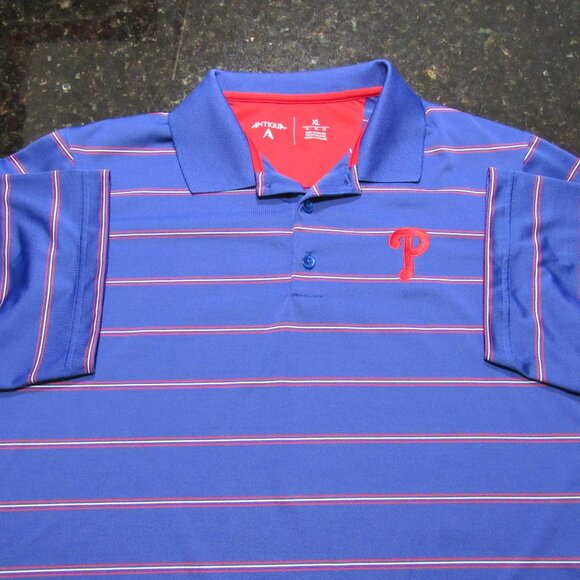 Antigua Philadelphia Phillies 2013 XL Mens Blue/Red Compass Short Sleeve Polo - Picture 3 of 15